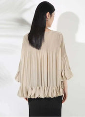 Luxury Plissé Ruffle Blouse