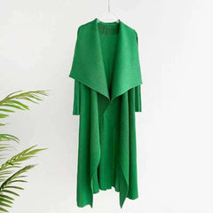 Elegant Drape Pleat Long Cardigan