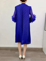 Luxury Pleated Floral Ruffle Dress