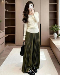 Plisse Fluid Wide-Leg Pant