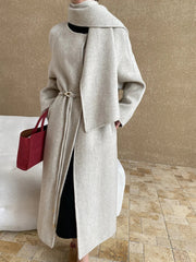 Luxury Wool-Blend Scarf Coat
