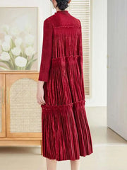 Elegant Velvet Pleated Dress