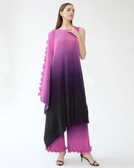 Ombre Plissé Cape & Trousers Set