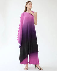 Asymmetric Pleated Trouser Set