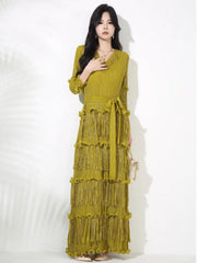 Plissé Japanese Fringe Midi Dress