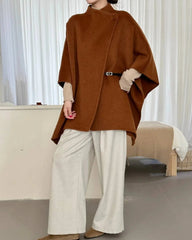 Luxury Wool-Blend Poncho Coat