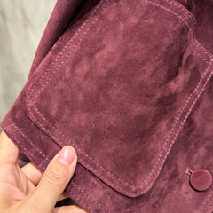 Luxury Suede Jacket with Shearling Cuffs