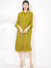 Luxury Pleated Shirt Dress