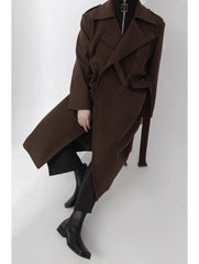 Men's Rich Brown Designer Wool Trench Coat