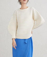 Thick Pleats Balloon-Sleeve Top