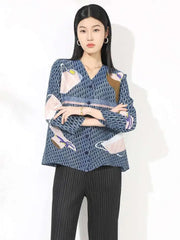 Luxury Plissé Patterned Blouse