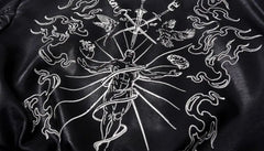 Men's Leather Embroidered Bomber Jacket