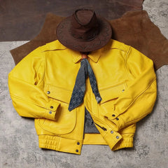 Men's Faux Leather Bomber Jacket