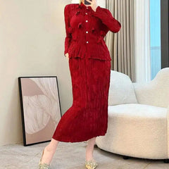 Truly Pleated Cardigan & Long Skirt