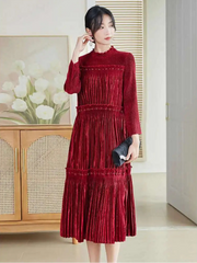 Elegant Velvet Pleated Dress