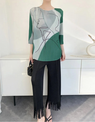 Luxury Abstract Pleated Top