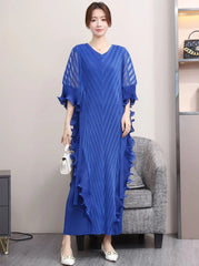 Sculptural Plissé Cape Kaftan