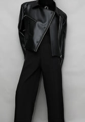 Men's Asymmetrical Faux Leather Moto Jacket