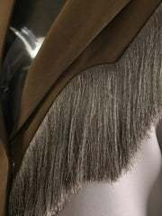 Asymmetric Fringe Long Trench Coat
