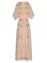 Flowy Sequin-Adorned Evening Dress