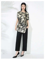 Gold Pleated Top & Pant Set