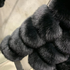 Ladies Fox Fur Crop Bomber Jacket