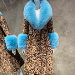 Luxury Detachable Fox Fur & Leather Belted Long Coat