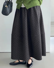 Luxury Woolen Polka-dot Skirt