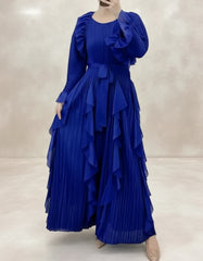 Formal Plissé Ruffle Dress