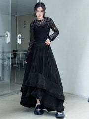 Metallic Asymmetric Pleated Skirt