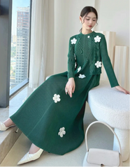 Luxury Plissé Floral Dress Set