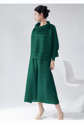 Truly Plissé Wide Leg Pant Set