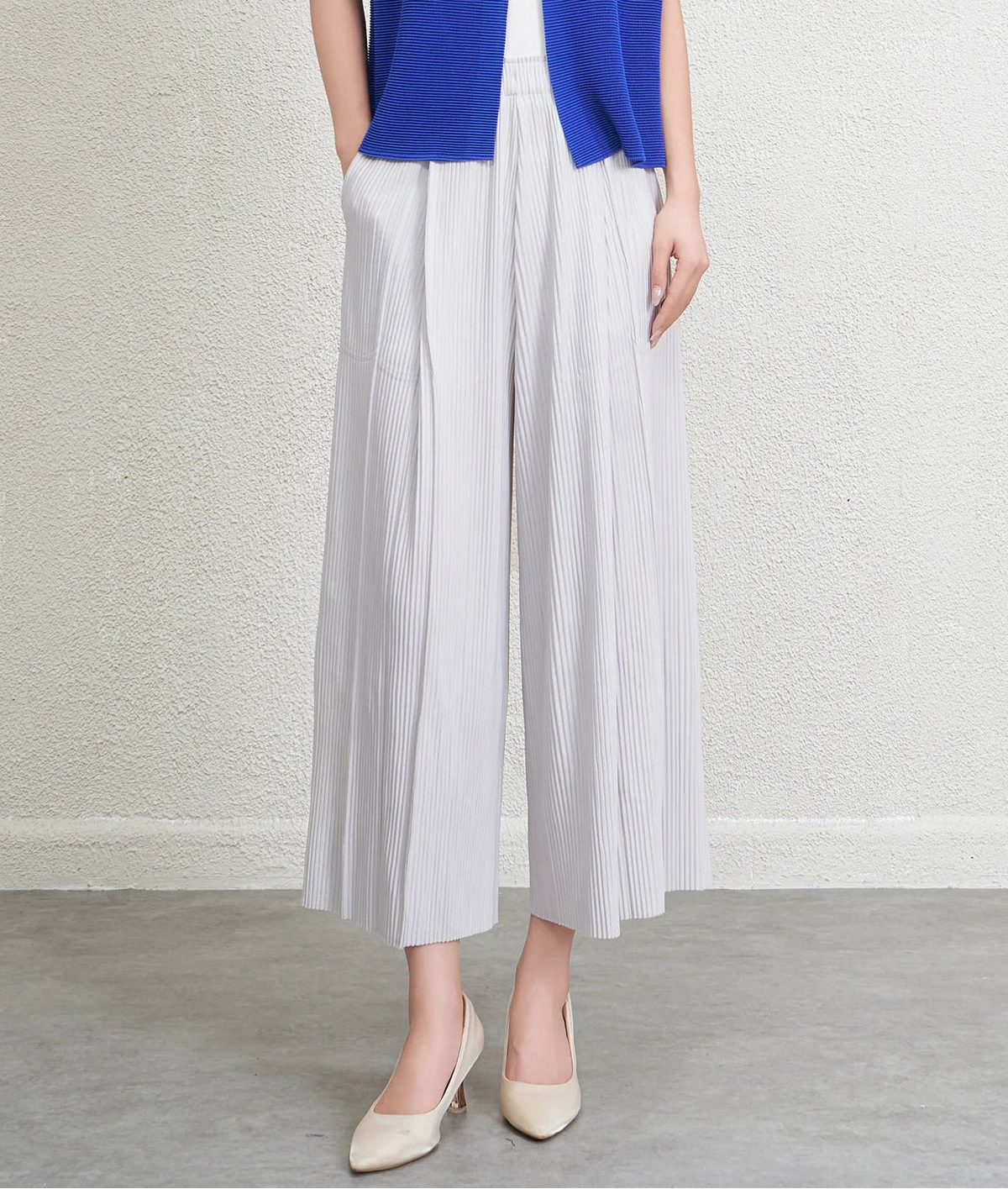Wide-Leg Plissé Daily Trousers