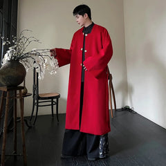 Men's Signature Red Wool-Blend Overcoat