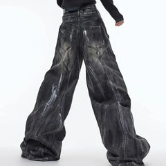 Men's Luxury Oversized Wide Leg Black Jeans