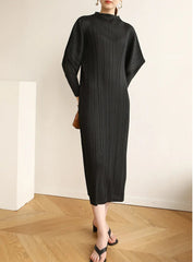 Truly Pleated Batwing Sleeve Dress