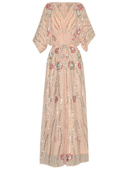 Flowy Sequin-Adorned Evening Dress