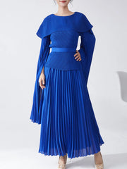 Maxi Pleated Skirt & Dolman Sleeve Top