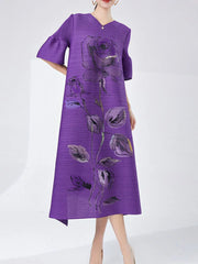 Women's Elegant Japanese Pleated Floral Dress