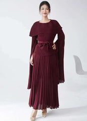 Elegant Formal Pleated Blouse & Skirt