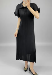 Elegant Plisse Ruffle Sleeve Dress