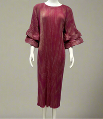 Luxury Pleats Ruffle Sleeves Maxi Dress