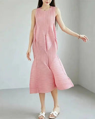 Geometric Pleated Midi Dress