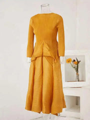 Peplum Pleated Top & Skirt Set