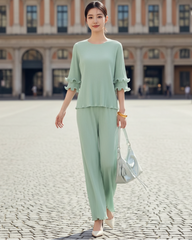 Couture Plissé Top & Dressy Pant Set