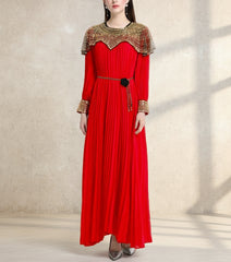 Luxury Plissé Embellished Dress