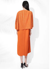 Plissé Batwing Sleeves Dress