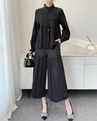 Luxury Pleated Wide-Leg Culottes