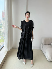 Plissé Beaded 2-Piece Trouser Set