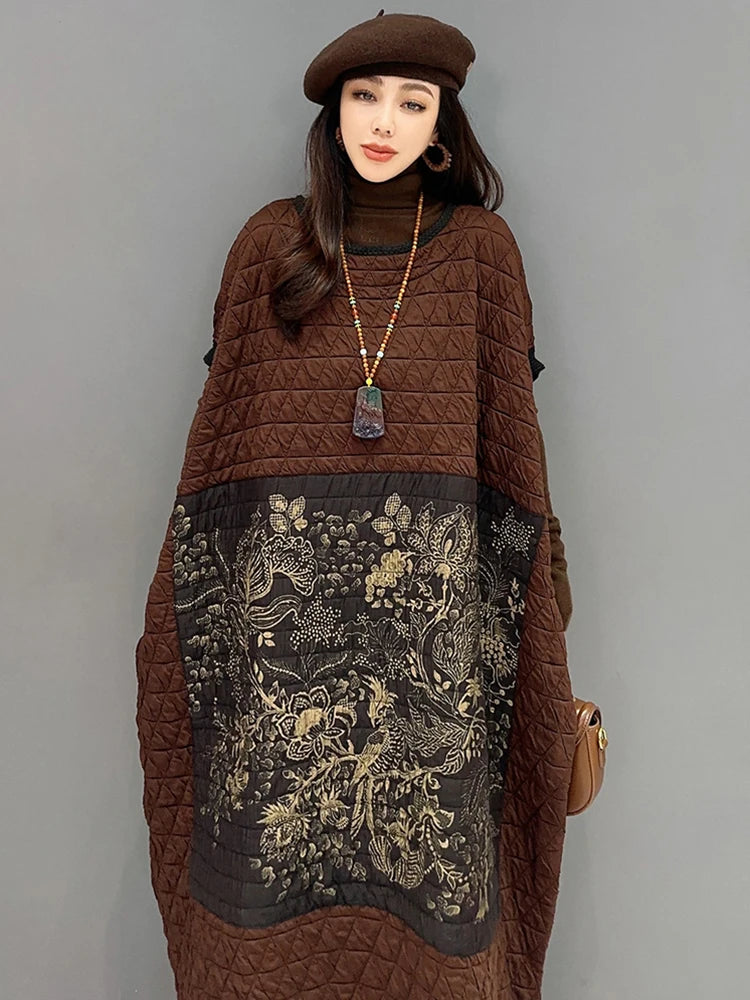 HEYFANCYSTYLE Brown Thick Puffer Dress